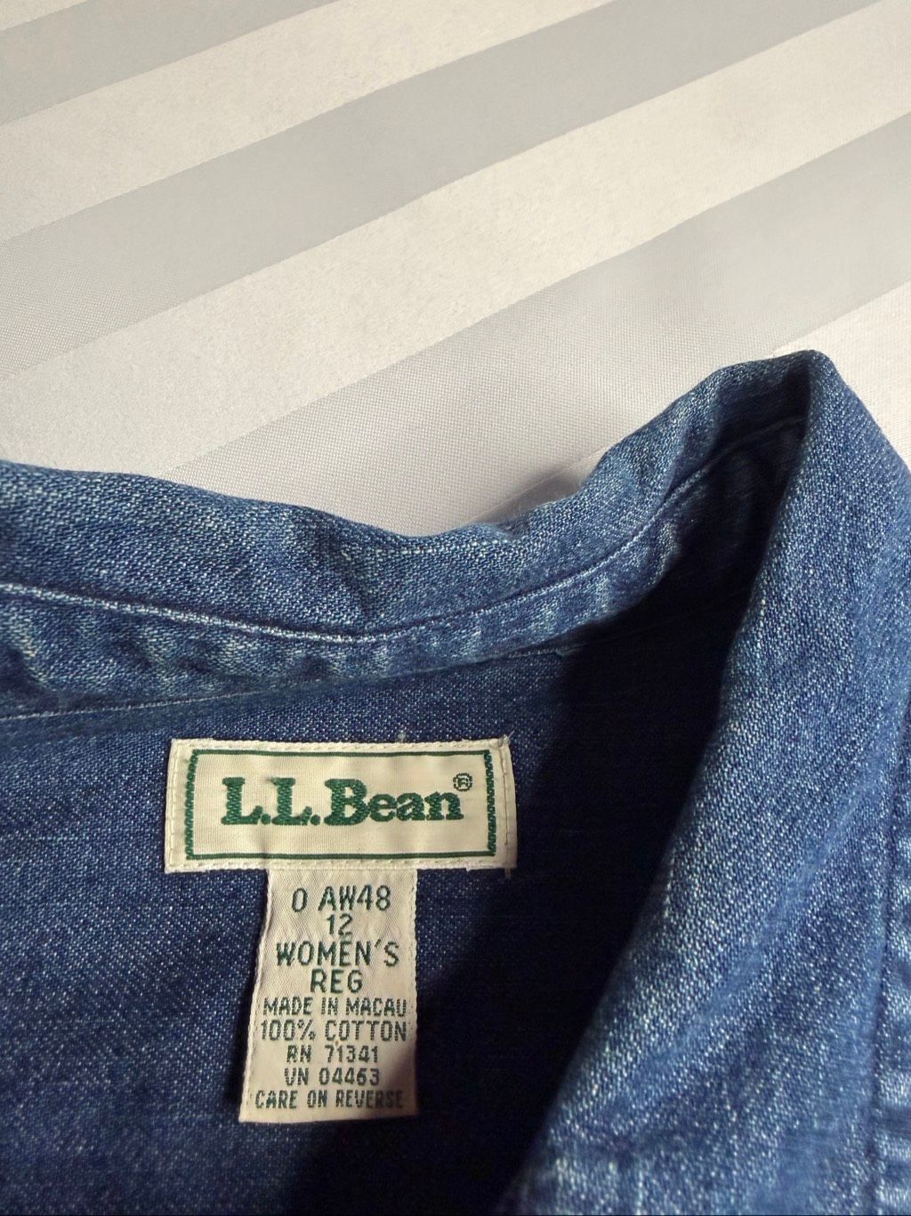 L.L. Bean Vintage Denim Maxi Shirt Dress Button Front Cottagecore Women’s Sz 12 — image 6 of 8